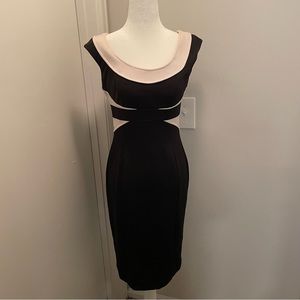 Maggy London Ivory Black Color Block Knit Bodycon Dress Women’s Size 4